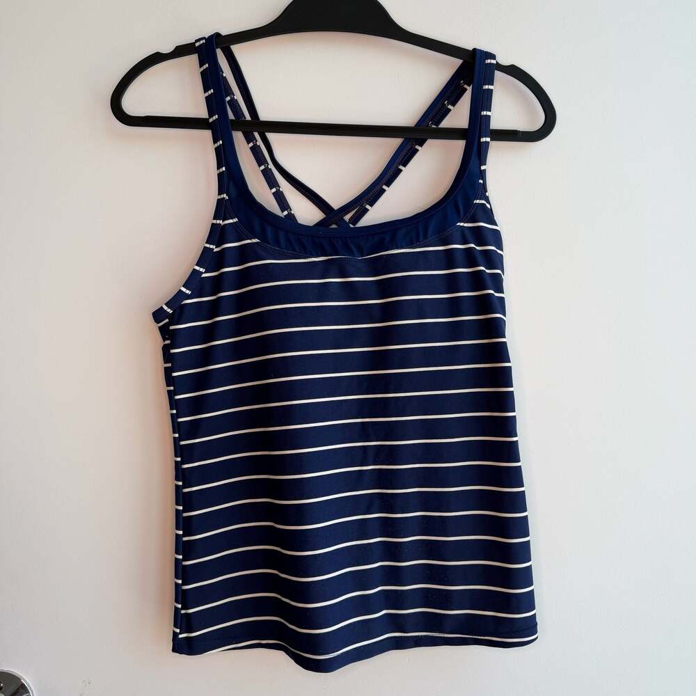 South Point Striped Cross-Back Tankini Swim Top Size 8